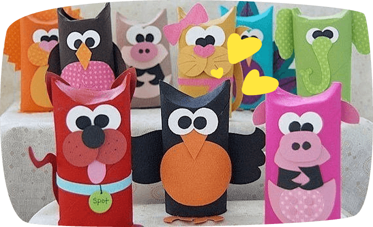 funny animals made with cardboard rolls
