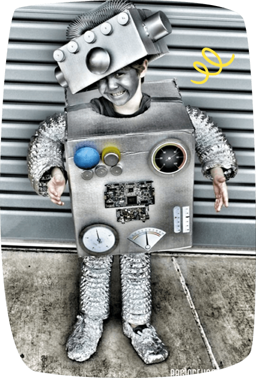 kid dressed up as robot