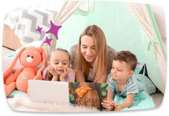 babysitter reading to children